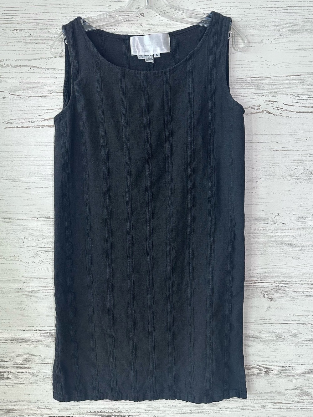 BIRD OF PARADISE Cotton Sleeveless Mini Shift Dress Black Small